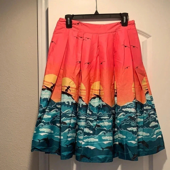 Dresatore Neon Pink Surf Skirt Pleated 2XL New - Picture 1 of 10